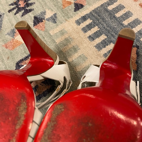 Rare! ✨Christian Louboutin Guernica 100 Calf/Cuoio Heel White/Grezzo - Picture 8 of 10